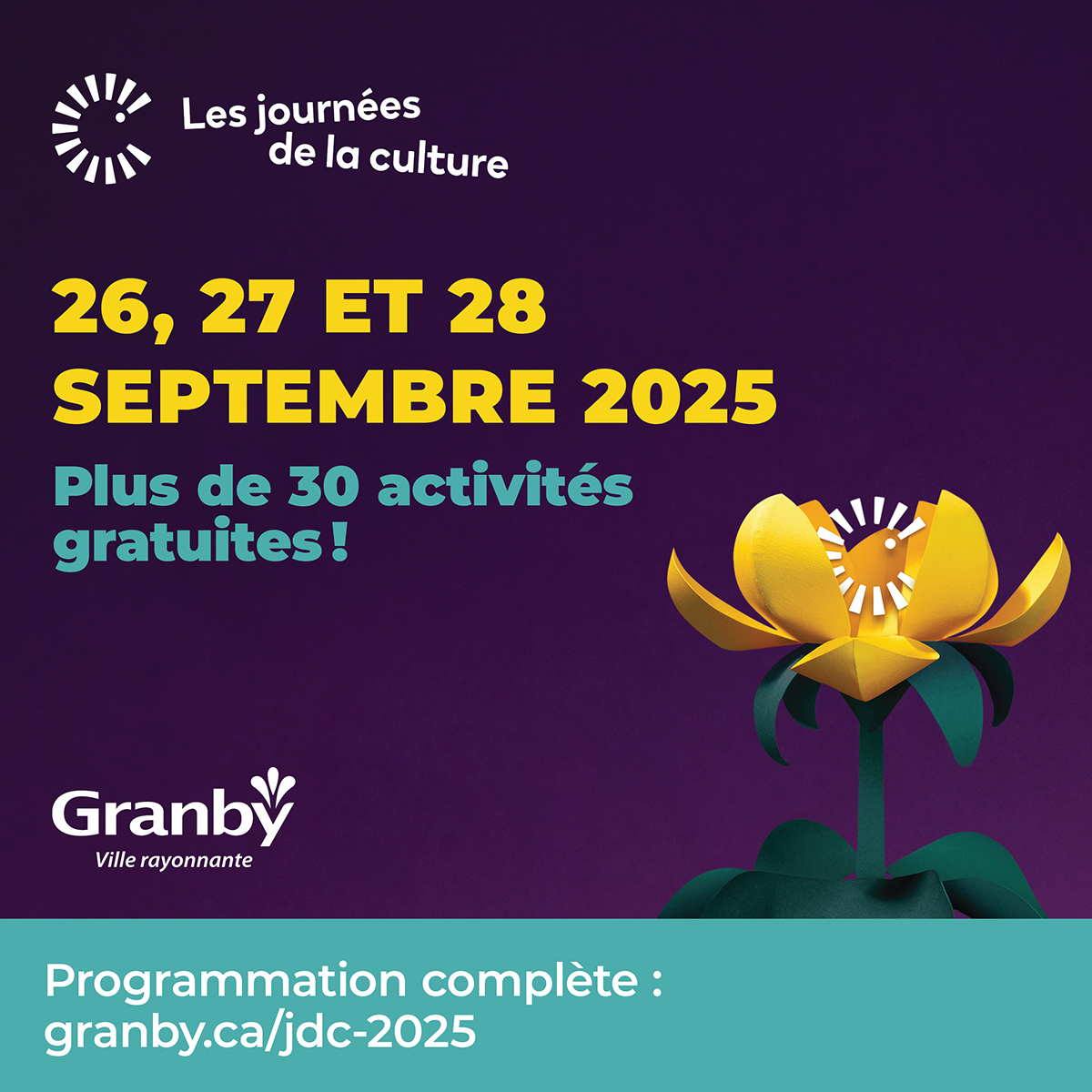 Les Journées de la culture<br/>26, 27 et 28 septembre 2025