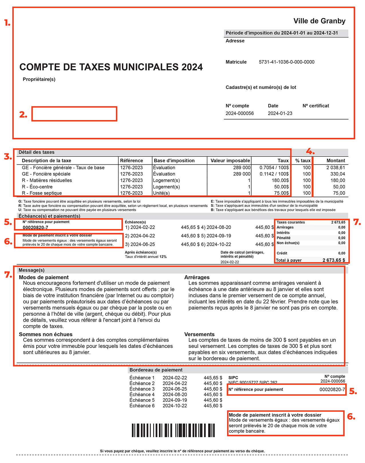 Compte de taxes expliqué Granby