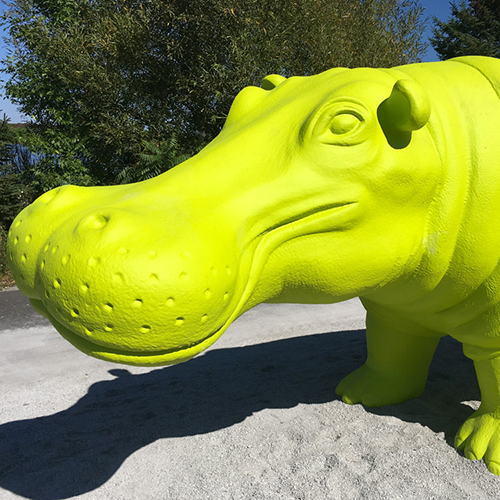 Sculpture ludique - Hippopotame avec vélo