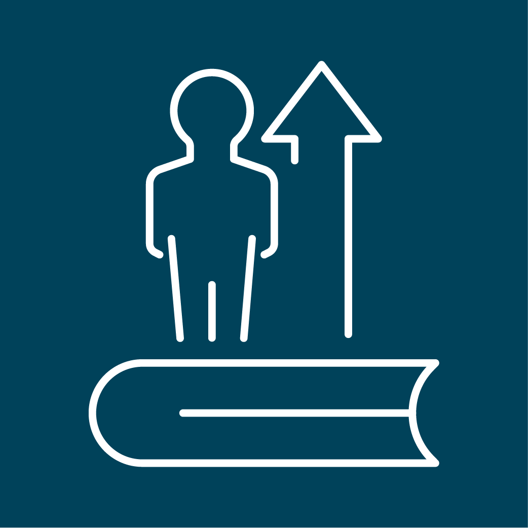Pictogramme d'un homme avec des dossiers