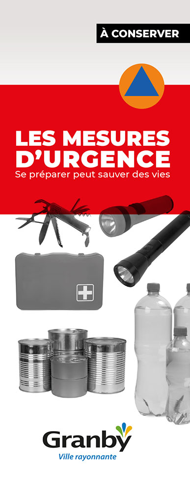 Page frontispice du dépliant sur les mesures d'urgence